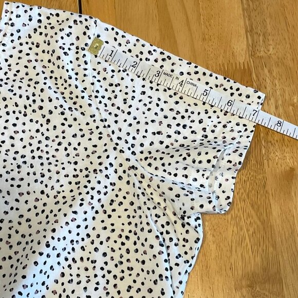 SUZY SHIER White Dot T-Shirt Top Peplum Short Sleeved Crew Neck Cropped Large - Picture 10 of 11